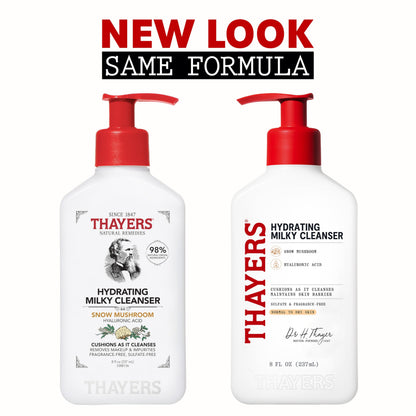 Thayers Milky Hydrating Face Cleanser with Snow Mushroom and Hyaluronic Acid, Dermatologist Recommended Gentle Facial Wash and Hydrating Skincare