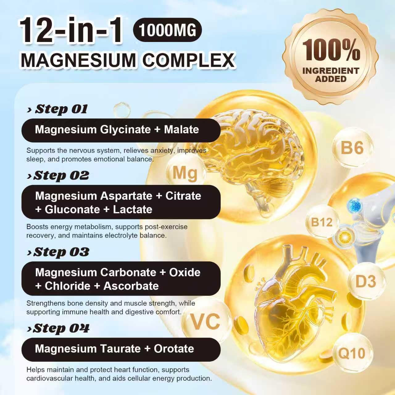 21 in 1 Liposomal 1400mg Magnesium Complex (Citrate, Glycinate, Malate etc) Capsule - 12 Active Types Magnesium with Vitamin D3, B6, B12, C, Ashwagandha & CoQ10 for Women & Men - Support Bone & Muscle Gulapelst buy supplements Au
