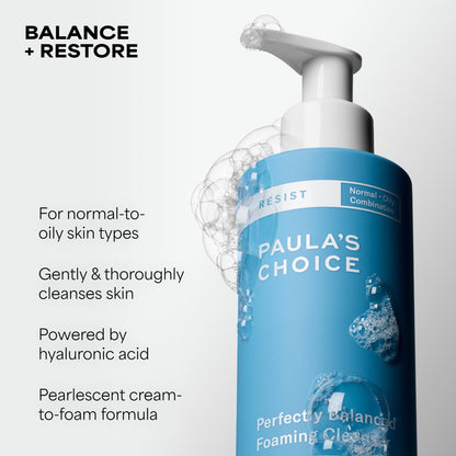 Paula's Choice RESIST Perfectly Balanced Foaming Facial Cleanser, Face Cleanser with Hyaluronic Acid & Aloe, Anti-Aging Face Wash