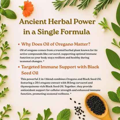 Micro Ingredients Oil of Oregano Softgels, 300 Count | 2 in 1 Formulated | 4X Strength Carvacrol & Thymoquinone | Plant Based, Non-GMO