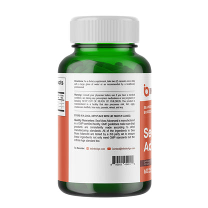 INFINITE AGE 1250mg Sea Moss Advanced Superfood Capsules, 60 Count - High-Potency, Vegan, Made in The USA - Irish Seamoss, Bladderwrack, Burdock Root - Overall Health, Immunity Support INFINITE AGEBuy Supplements Australia