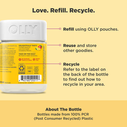 OLLY Extra Strength Daily Energy Gummy, Caffeine Free, 1000mcg Vitamin B12, CoQ10, Goji Berry, Adult Chewable Supplement