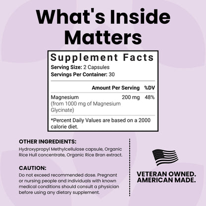Luma Nutrition Magnesium Glycinate 1000mg - Support Stress, Sleep, Nerve & Muscle Health - 500mg Pure Magnesium Supplement Capsules - Chelated for High Absorption - 60 Veggie Capsules Luma NutritionBuy Supplements Australia