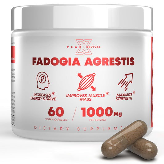 Peak Revival-X Fadogia Agrestis 1000mg Per Serving Supplement - Potent Extract to Increase Energy, Athletic Performance & Muscle Mass - Supplements, Made in The USA (60 Capsules) Peak Revival-XBuy Supplements Australia