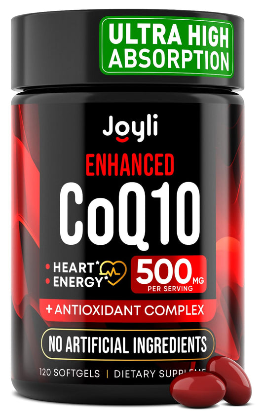 High Absorption CoQ10 500MG - Co Q 10 Supplement 120 Softgels for Heart Health&Energy Production - Enhanced CoQ10 Nutritional Supplements with Coenzyme Q10