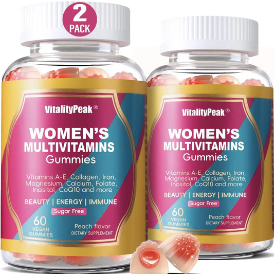 VitalityPeak Womens Multivitamin Gummy - Methylated Multivitamin for Women with Iron, Biotin, Collagen, Inositol, CoQ10, Folate VitalityPeak