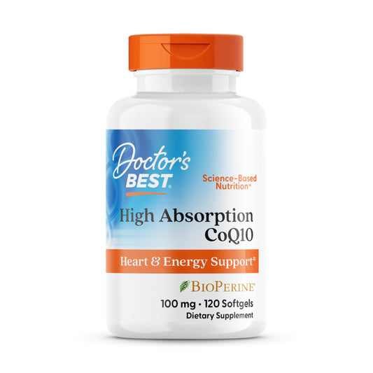Doctor's Best High Absorption CoQ10 with BioPerine Supplement - Coenzyme Q10 Softgels for Heart Health & Antioxidant Support, Naturally Fermented CoQ10 100mg