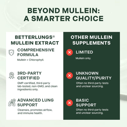 Betterbrand Mullein Drops for Lung Detox - Mullein Leaf Tincture with Chlorophyll - Helps Support Respiratory Health