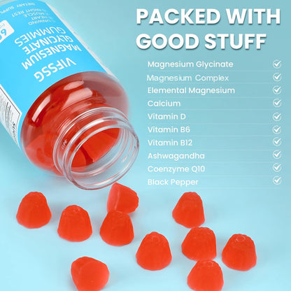 Magnesium Glycinate Gummies 400mg, Sugar Free Gummies with Magnesium L-Threonate 200mg - Magnesium Supplement Chewable Gummies for Women & Men Vegan, Organic Gummies 60 Count VIFSSGBuy Supplements Australia