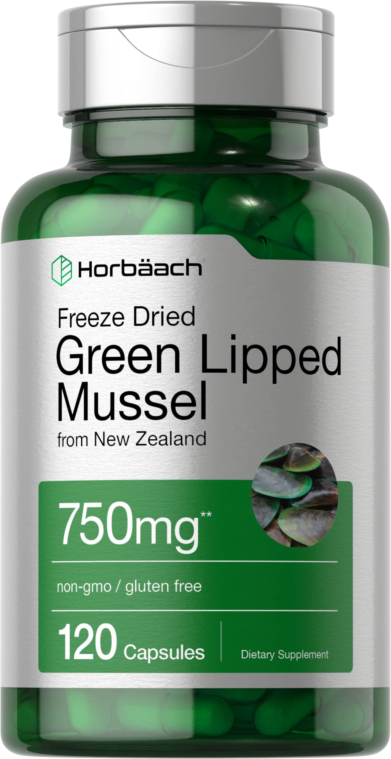 Horbäach Green Lipped Mussel |120 Capsules | from New Zealand | Premium Freeze Dried Mussel Powder