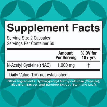 MARYRUTH'S Organics NAC Supplement N-Acetyl Cysteine | 2 Month Supply | NAC 1000mg per Serving | Vegan Capsules | Gluthamine Precursor | Amino Acid