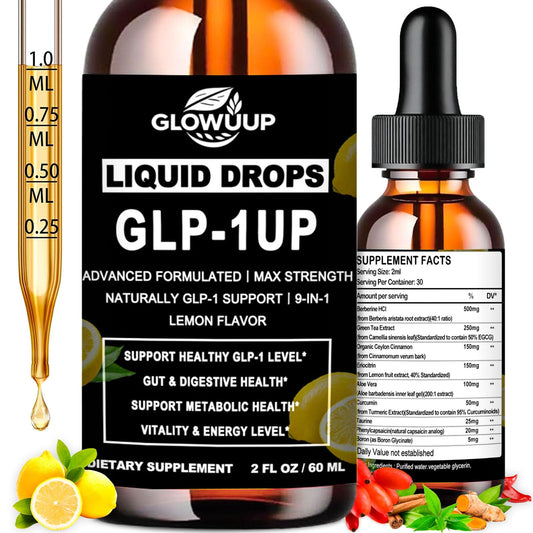 GLP-1 Supplement for Women & Men, 9-in-1 Naturally GLP-1 Support w. Berberine HCI Cyelon Cinnamon Green Tea Eriocitrin, GLP1 for Gut Digestion Metabolic, GLP-1 Drops 6X Stronger Than Capsules GLOVVUUPBuy Supplements Australia
