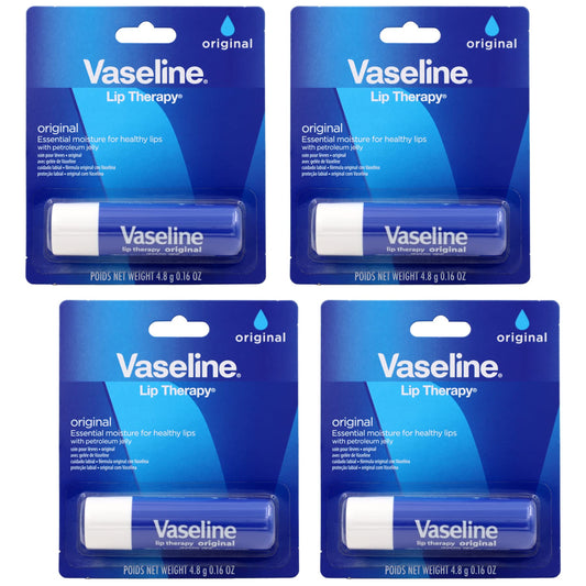 Vaseline Lip Therapy Care Original, Fast-Acting Nourishment, Ideal for Chapped, Dry, Cracked, or Damaged Lips