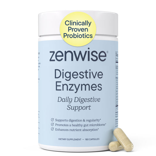 Zenwise Health Digestive Enzymes with Bromelain & Papaya - Multi Enzymes Digestion Supplement with Probiotics & Prebiotics for Gut Health, Gas & Bloating Relief