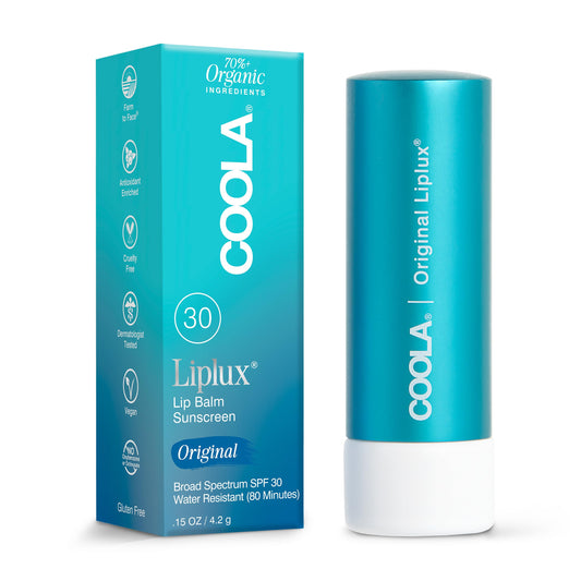 COOLA Organic Liplux Lip Balm and Sunscreen with SPF 30, Dermatologist Tested Lip Care for Daily Protection