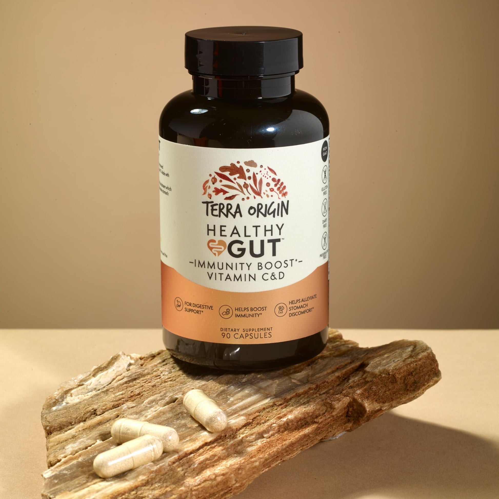 TERRA ORIGIN Healthy Gut Capsules with Immunity Boost | 90 Capsules | Non GMO, Gluten Free, Dairy Free | Digestive Support for Men and Women TERRA ORIGINBuy Supplements Australia