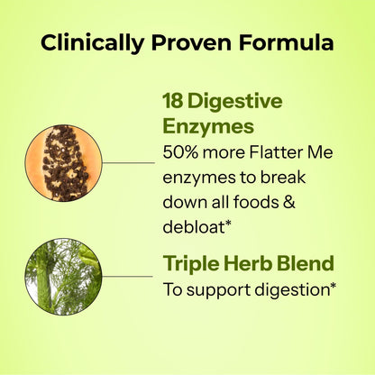 HUM Flatter Me Extra Strength Digestive Enzymes for Women, Men, Digestive Gut Bloating Supplement, Ginger, Peppermint Leaf, Fast Acting Anti Bloat