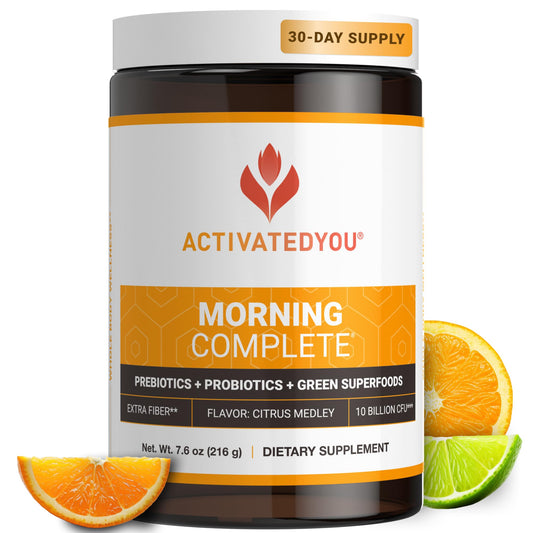 ACTIVATEDYOU Morning Complete Daily Wellness Greens Superfood Drink Mix for Gut Health w/Prebiotics, Probiotics, Antioxidants, Green Superfoods, 10 Billion CFUs, 30 Servings (Citrus) ACTIVATEDYOUBuy Supplements Australia
