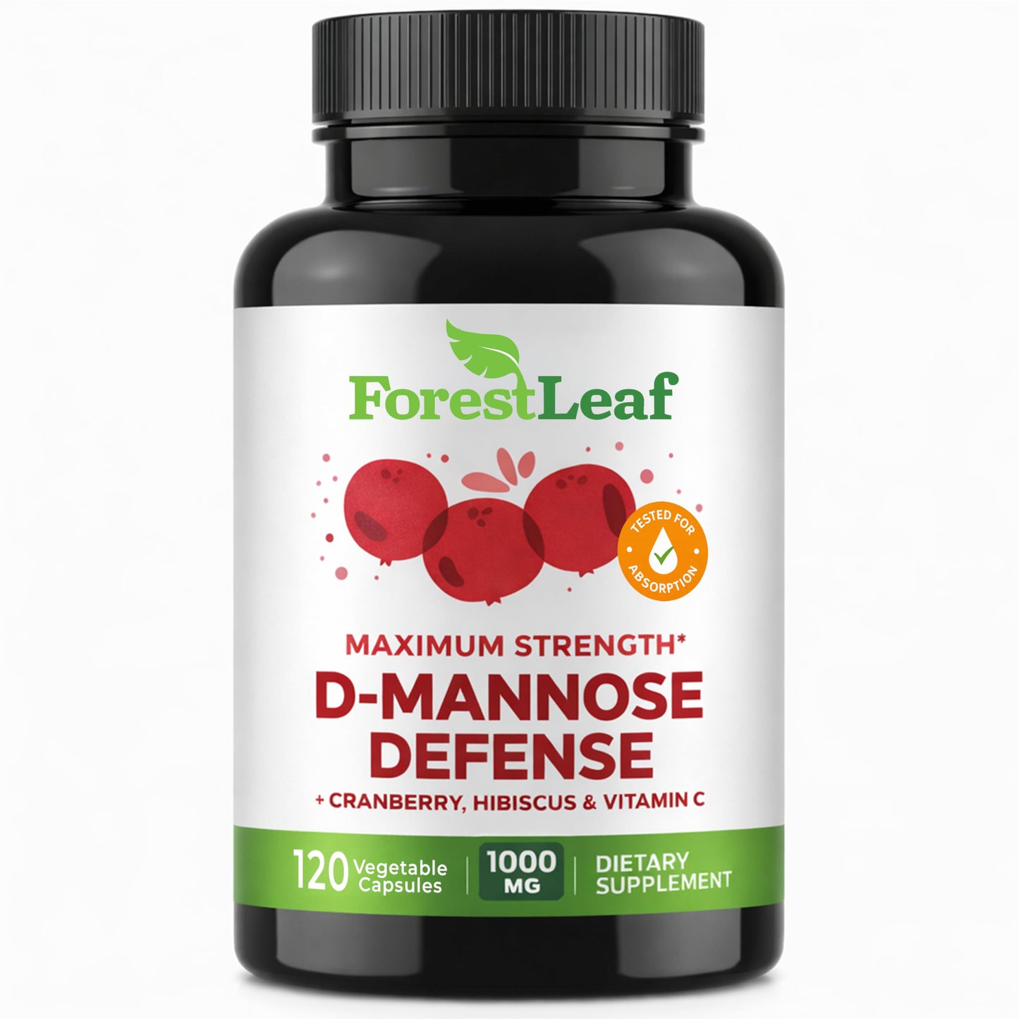 ForestLeaf D Mannose Supplements for Women & Men - D-Mannose 1000mg Capsules with Cranberry, Hibiscus & VIT C - DMannose Pills for UTI, Urinary Tract & Bladder Support - 120 Caps ForestLeafBuy Supplements Australia
