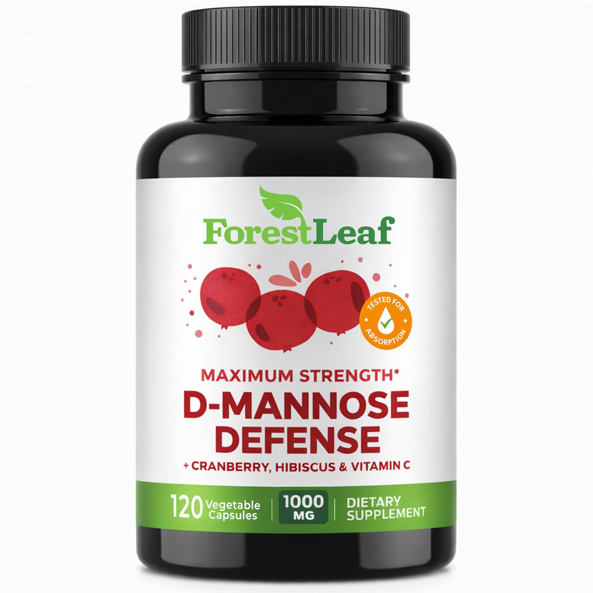 ForestLeaf D Mannose Supplements for Women & Men - D-Mannose 1000mg Capsules with Cranberry, Hibiscus & VIT C - DMannose Pills for UTI, Urinary Tract & Bladder Support - 120 Caps ForestLeafBuy Supplements Australia
