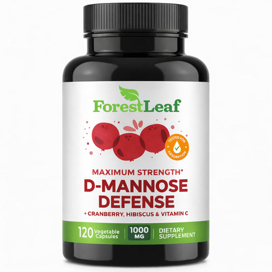 ForestLeaf D Mannose Supplements for Women & Men - D-Mannose 1000mg Capsules with Cranberry, Hibiscus & VIT C - DMannose Pills for UTI, Urinary Tract & Bladder Support - 120 Caps ForestLeafBuy Supplements Australia