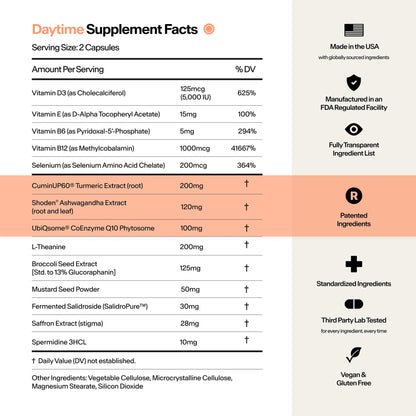 Stasis Daytime Energy & Focus Supplement for Men & Women with Vitamin D3, L Theanine, Ashwagandha & CoQ10, Cognitive Support Capsules for Morning Routines, Vegan, Non GMO, 25 Servings, 1 Month Supply STASISBuy Supplements Australia