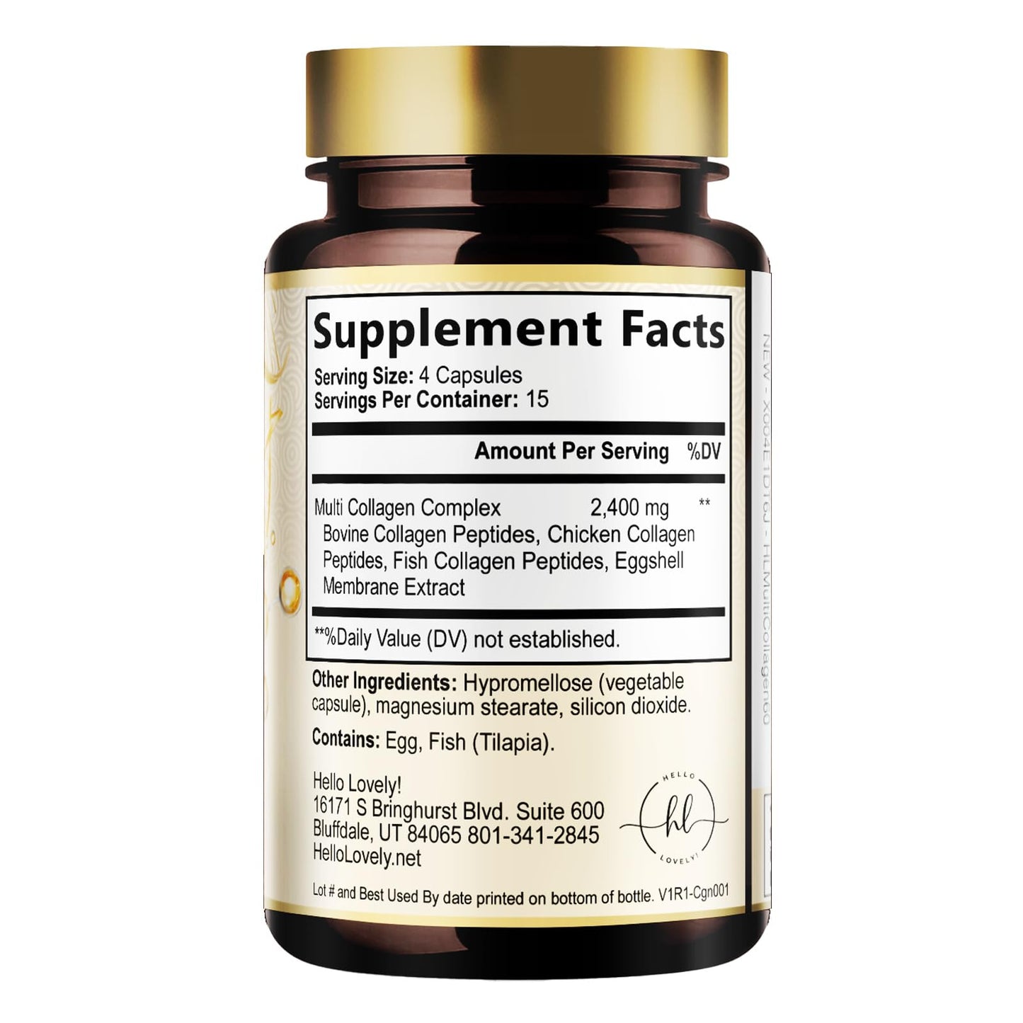Multi Collagen Peptides for Women & Men - 2400mg per Serving - Best Hydrolyzed Collagen Complex with Type I, II, III, V, X - Hair, Skin, Nails & Joint Support Supplement - Bottled USA - 60 Capsules Hello Lovely! buy supplements Au