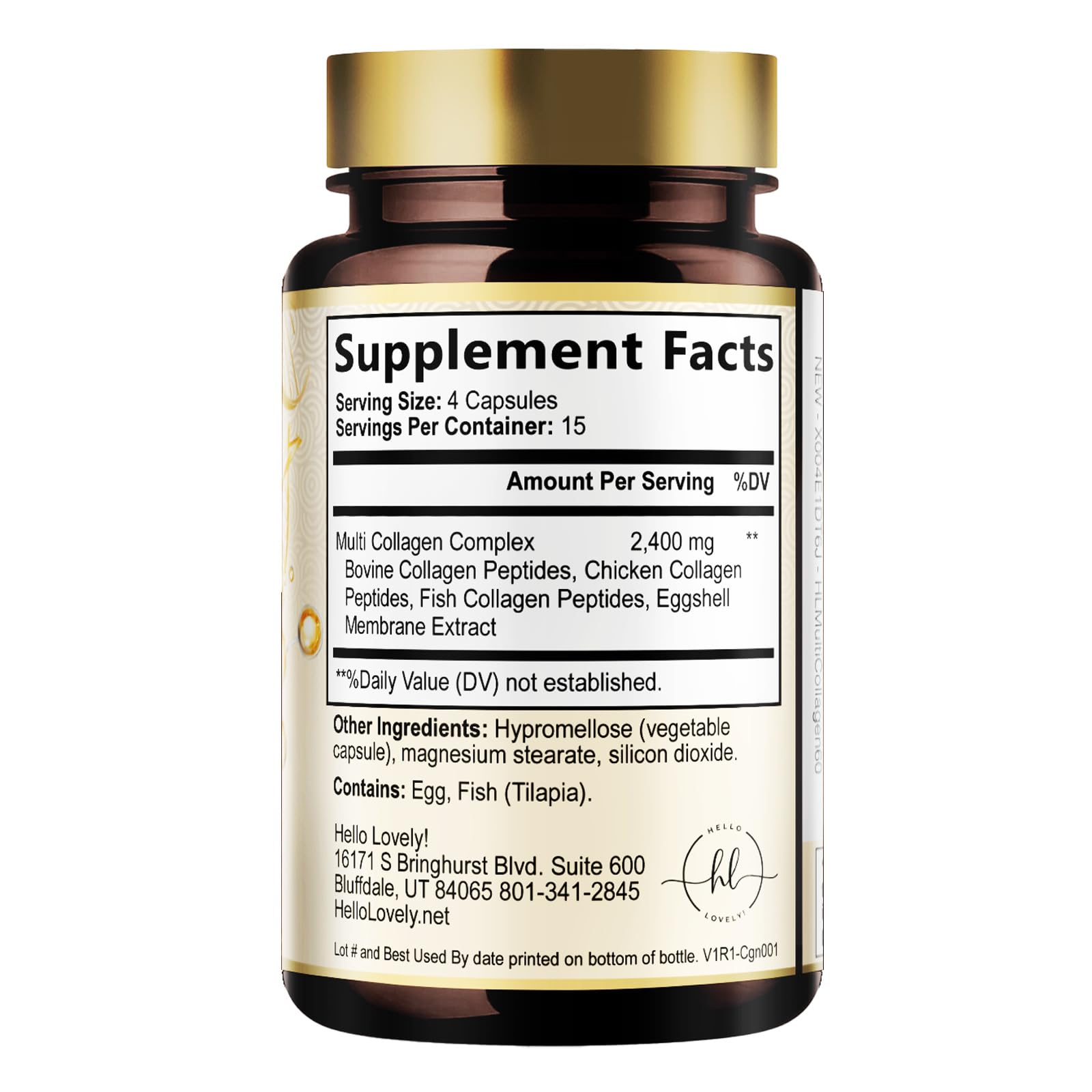 Multi Collagen Peptides for Women & Men - 2400mg per Serving - Best Hydrolyzed Collagen Complex with Type I, II, III, V, X - Hair, Skin, Nails & Joint Support Supplement - Bottled USA - 60 Capsules Hello Lovely! buy supplements Au