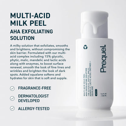 Prequel Skin Multi-Acid Milk Peel, Professional Exfoliating Solution. 15% Glycolic Acid Face Peel with Lactic Acid and Enzymes