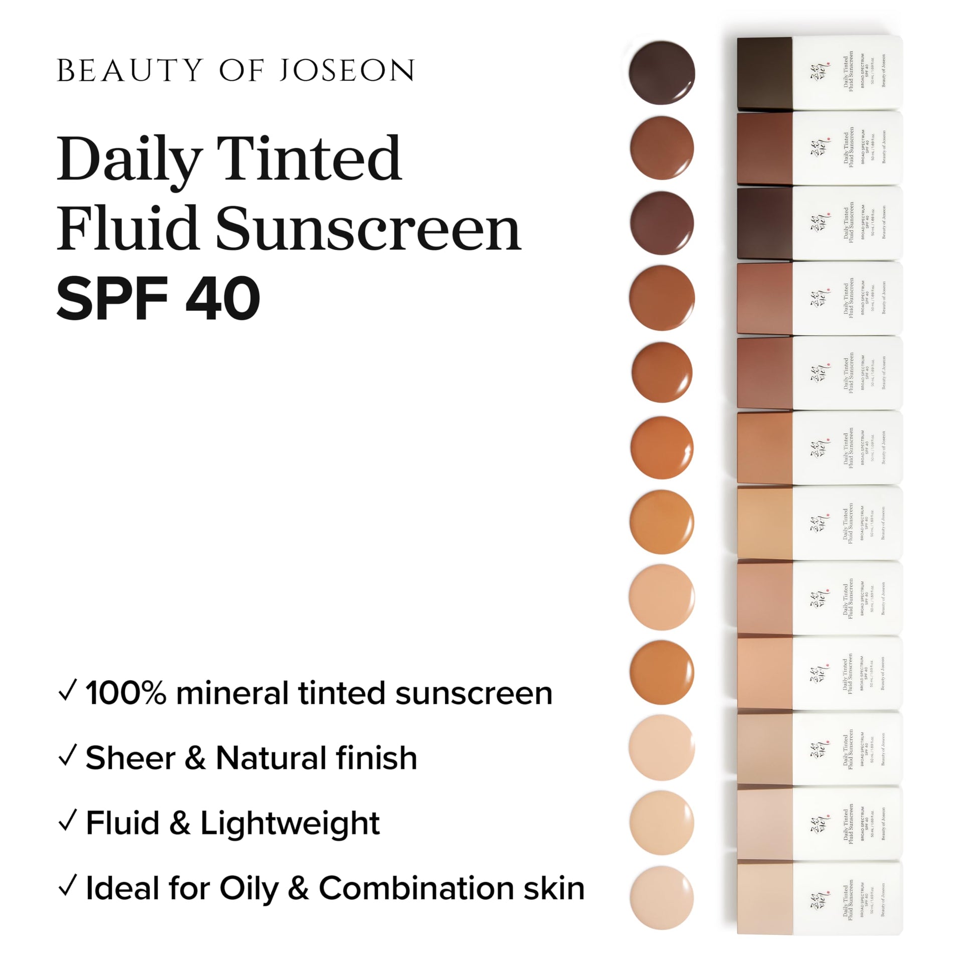 Beauty of Joseon Daily Tinted Fluid Sunscreen 12 Shades for Face Moisturizing Broad Spectrum SPF 40 Korean Skincare 50ml, 1.69 fl.oz #LN110 Beauty of JoseonBuy Supplements Australia