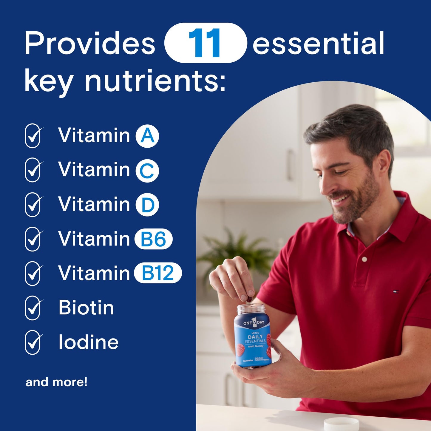 One A Day Men’s Daily Essentials Multivitamin Gummies, Multivitamin for Men, Bone Health, Zinc, Raspberry Natural Flavor, 120 Gummies