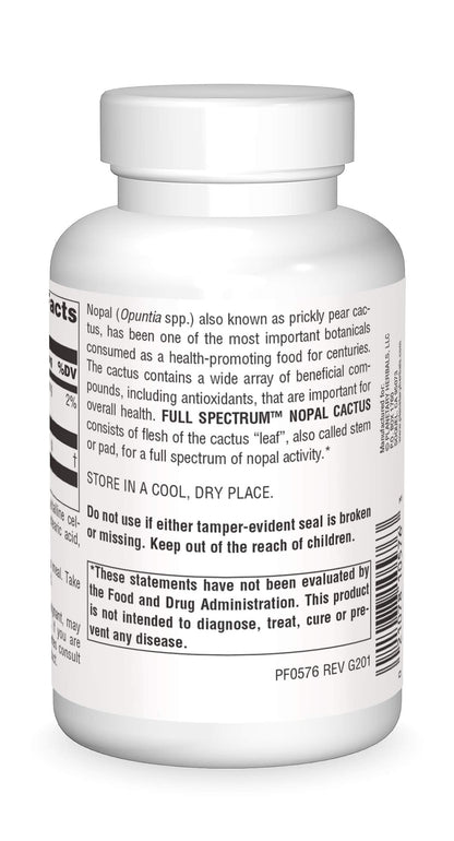Planetary Herbals Full Spectrum Nopal Cactus, Prickly Pear Cactus, 1000 mg, with Prickley Pear Leaf - 120 Tablets