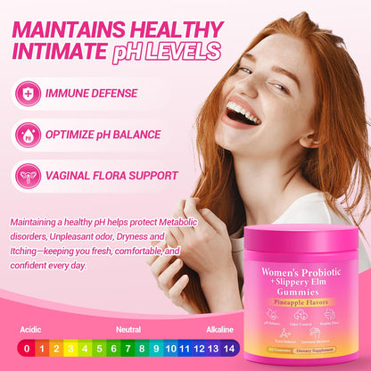 BURMINY Her Juicy Feminine Probiotics Gummies, Premium Feminine Balance Probiotics with Slippery Elm for Women's pH Balance and Freshness – Support Daily Wellness