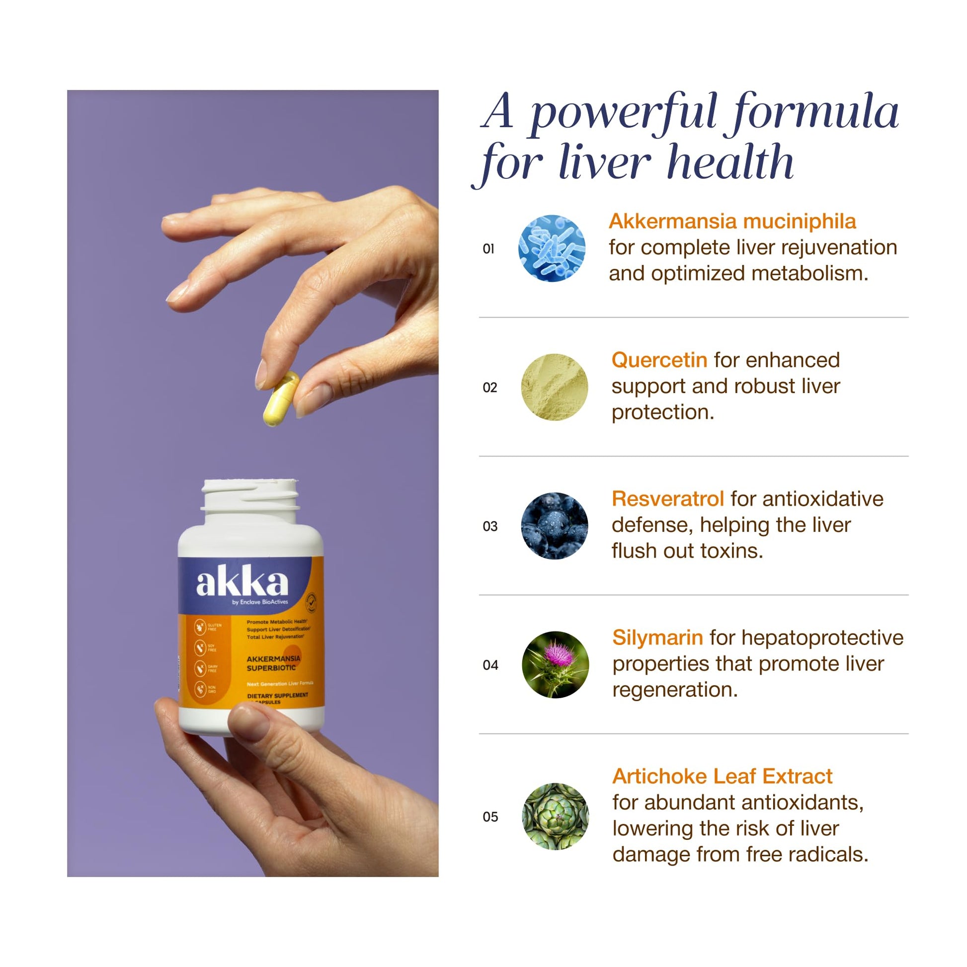 AKKA Premium Liver Cleanse Detox & Repair Superbiotic - Supports Liver Health & Function, Boosts Energy, Digestion & Metabolism with Bioavailable Pasteurized Akkermansia, Non-GMO, Gluten-Free, 60 Caps AKKABuy Supplements Australia