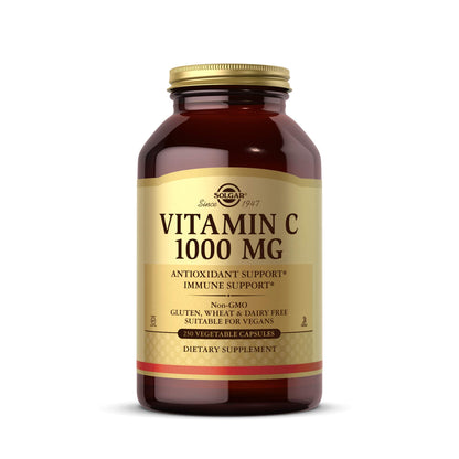 Solgar Vitamin C 1000 mg, 250 Vegetable Capsules - Antioxidant & Immune Support - Overall Health - Healthy Skin & Joints - Bioflavonoids Supplement