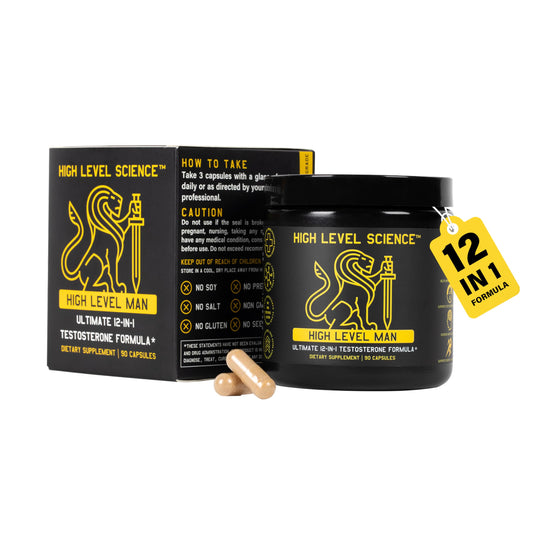 High Level Man | 12-in-1 Testosterone & Vitality Formula for Men | Tongkat Ali, DIM, Tribulus, Ashwagandha, Fenugreek, Zinc & Maca, & More | Energy, Strength, Performance Support Science High LevelBuy Supplements Australia