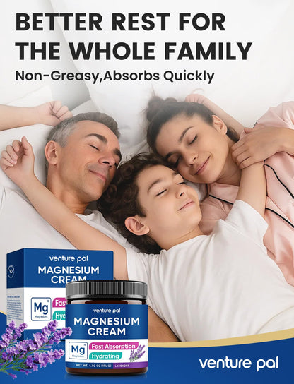 Venture Pal Topical Magnesium Cream, Fast-Absorbing Magnesium Moisturizing Lotion with Coconut Oil