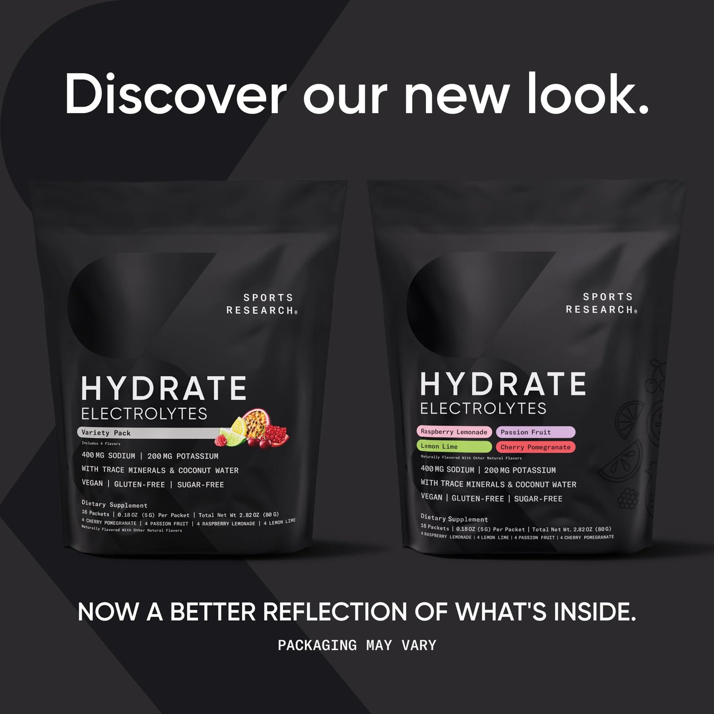 Sports Research® Hydrate Electrolytes Powder Packets - Sugar-Free & Naturally Flavored with Vitamins, Minerals, and Coconut Water - Supports Hydration - 16 Packets - Variety Pack Sports Research buy supplements Au