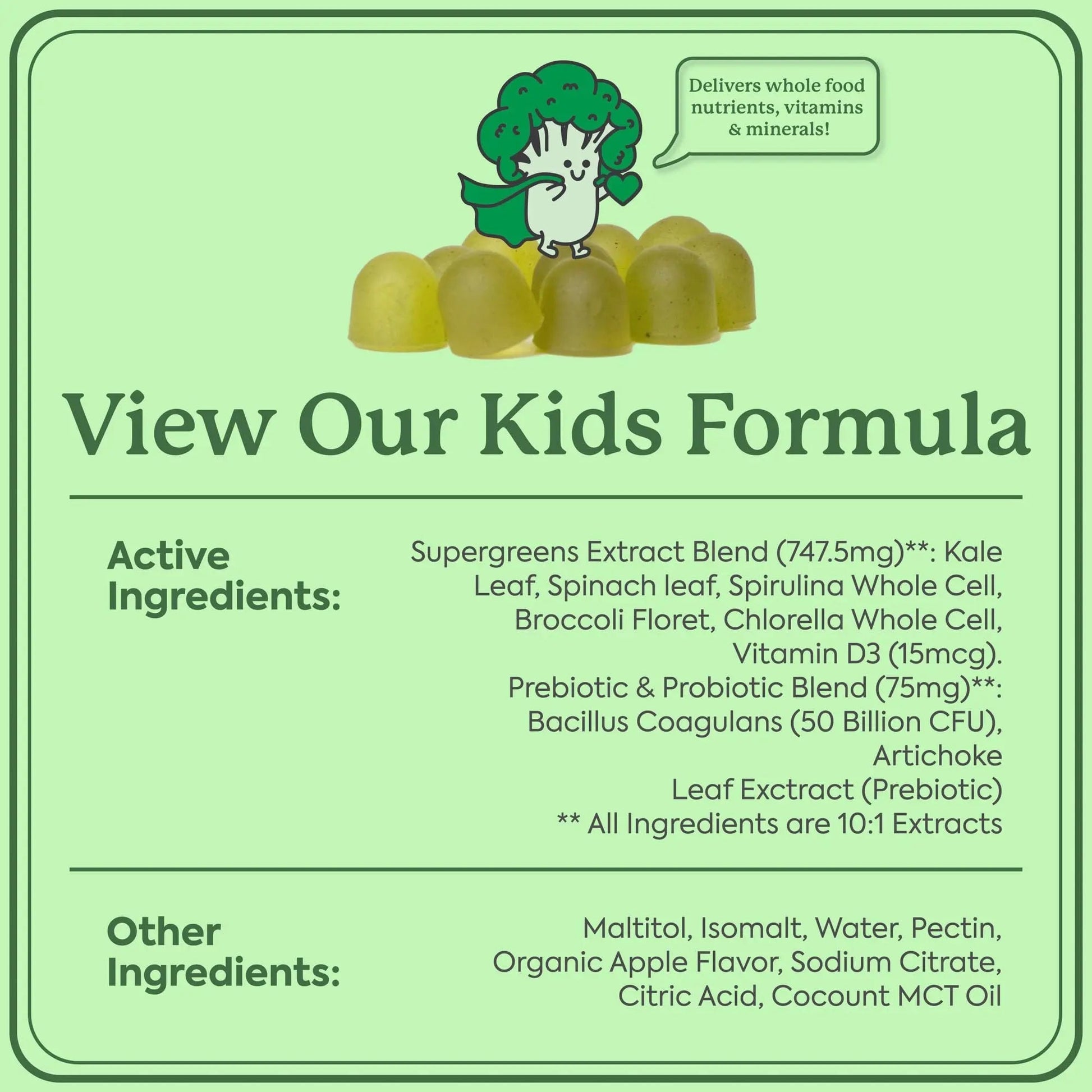 WonderGreens Kids Super Veggie Gummies – Sugar-Free, Allergen-Free Multivitamin for Picky Eaters with Probiotics – Tummy & Immune Support Plant People
