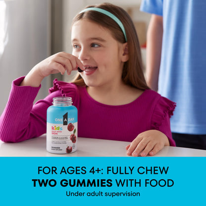 One A Day Kids Multivitamin with Iron Gummy, Vitamin D, Vitamin C, E, Zinc for Immune Support, Gummy Vitamins, Kids Multivitamin Gummies with Iron
