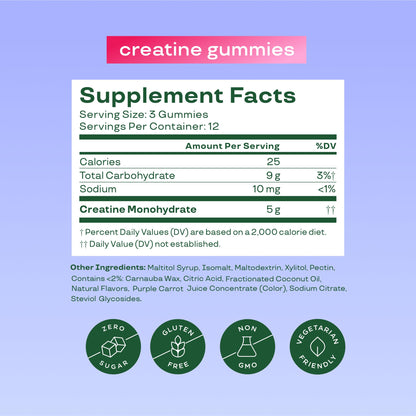 Bloom Creatine Monohydrate Gummies, 5g Per Serving, Sugar Free Creatine Gummy for Workout, Strength, Cognitive Health & Lean Muscle Support