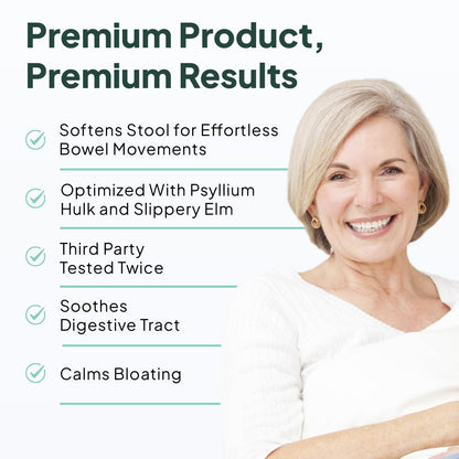 Organics Ocean Better Fiber - Daily Fiber Supplement - Soften Stool for Effortless Bowel Movements - with Psyllium Hulk and Slippery Elm - 90 Capsules