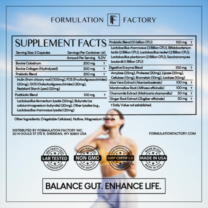 Formulation Factory Probiotics for Women & Men - Gut Intellect 10-in-1 Digestive Enzymes with Prebiotics and Postbiotics - Total Gut Health Supplement - 120 Capsules, 2 Month Supply Formulation Factory buy supplements Au