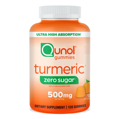 Qunol Zero Sugar Turmeric Gummies, Gummy with 500mg Turmeric Curcumin, Joint Support Supplement, Ultra High Absorption Tumeric Curcumin,