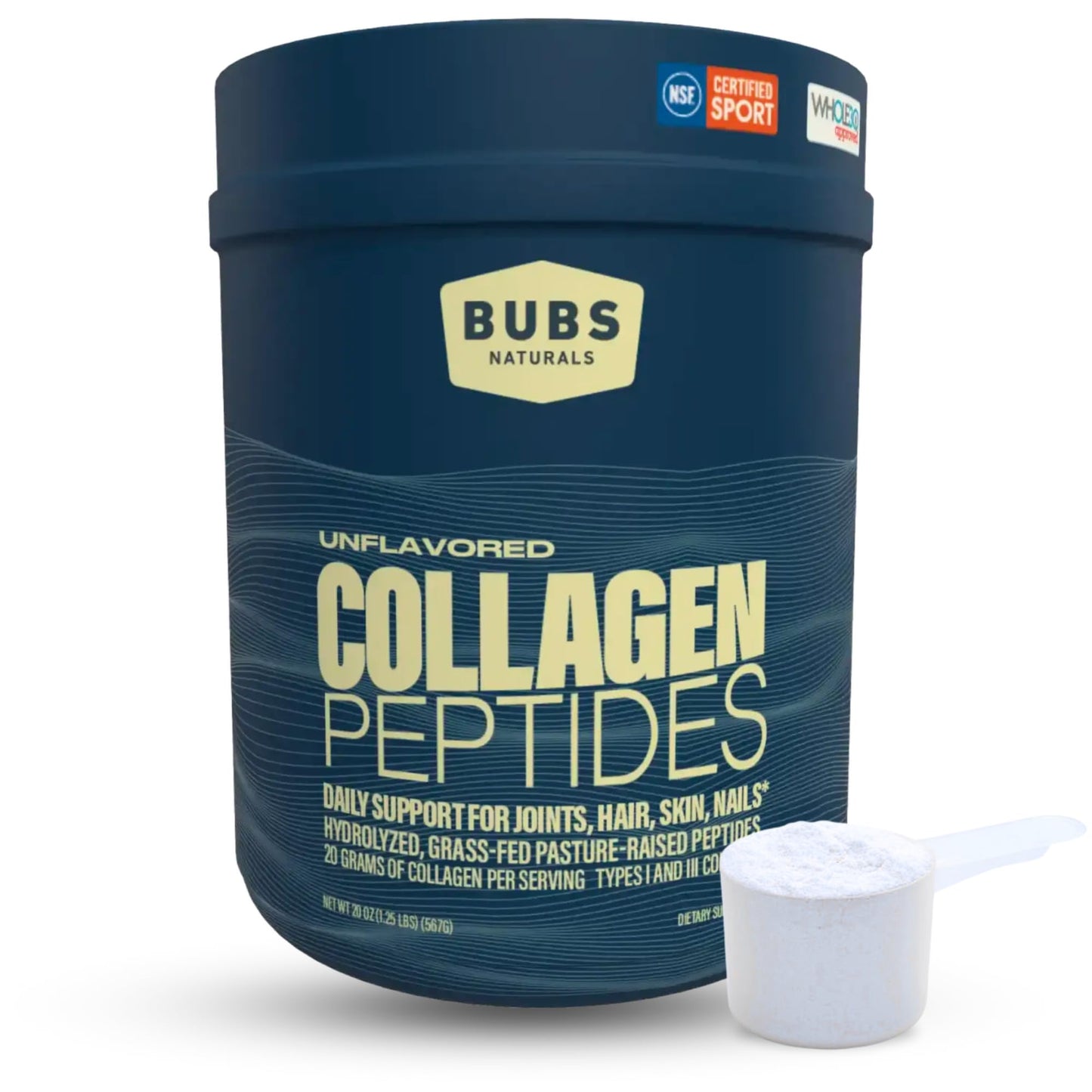 BUBS Naturals Collagen Peptides Powder, Collagen for Women & Men, Hydrolyzed Peptides, Unflavored Pasture Raised Grass Fed, Paleo Keto Friendly