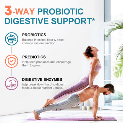 CANLIST Probiotics 120 Billion CFUs 18 Strains, 3 Prebiotics & Digestive Enzymes for Men Women,Digestive & Immune Support