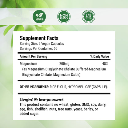 Nested Naturals Magnesium Glycinate Chelate - 200mg Chelated Magnesium Supplement for Muscle Cramps, Relaxation, & Sleep Support - 100% Albion TRACCS Buffered Magnesium Glycinate - 120 Vegan Capsules Nested NaturalsBuy Supplements Australia