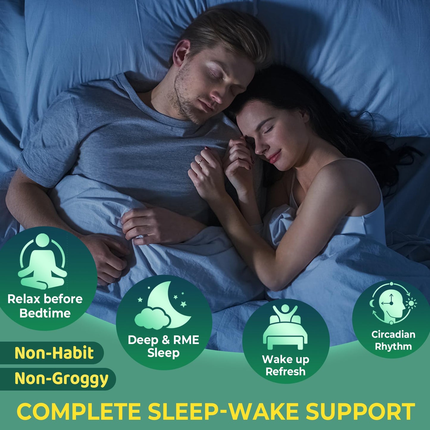 Liposomal L-Theanine 200mg Magnesium Glycinate 400mg Gummies with GABA, 5HTP, Apigenin, Vitamin B6 & D3, Ashwagandha, Lemon Balm Leaf, Melatonin Free Sleep