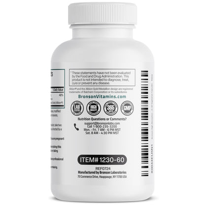 Bronson Magnesium Glycinate 200 MG per Serving Chelated for High Absorption, Gentle On Stomach, Non-GMO, 60 Vegetarian Capsules