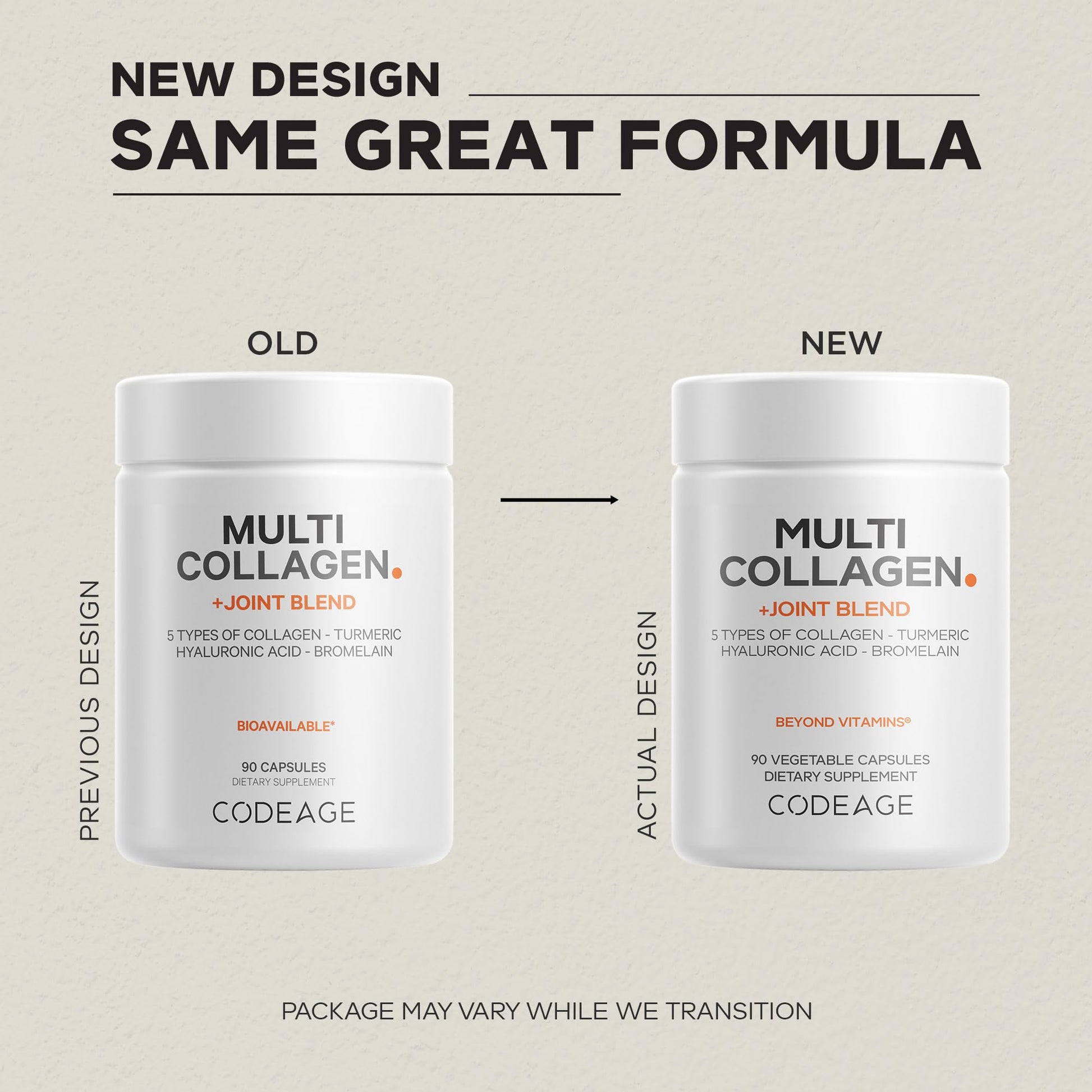 Codeage Multi Collagen Protein + Joint Blend Supplement, Hyaluronic Acid, Bromelain, Turmeric, Ginger, Boswellia, Astaxanthin - Hydrolyzed Bovine Collagen - 5 Collagen Types - Non-GMO - 90 Capsules CodeageBuy Supplements Australia